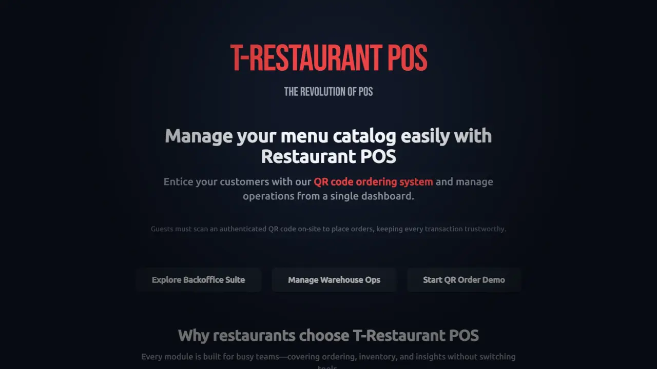 Restaurant POS system - QR-based ordering interface